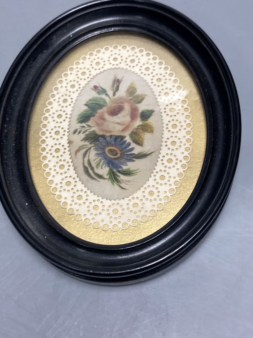 Two pairs of Edwardian watercolour flower and bird studies, retailed by F.J. Harris & Son, of Bath